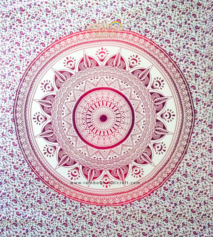 Pink Boho lotus Mandala tapestry wall decor free ship