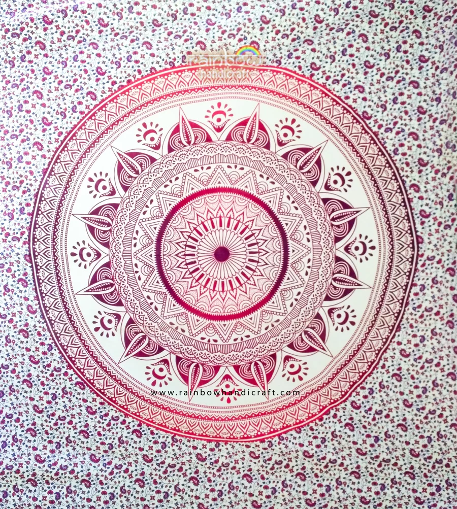 Pink Boho lotus Mandala tapestry wall decor free ship