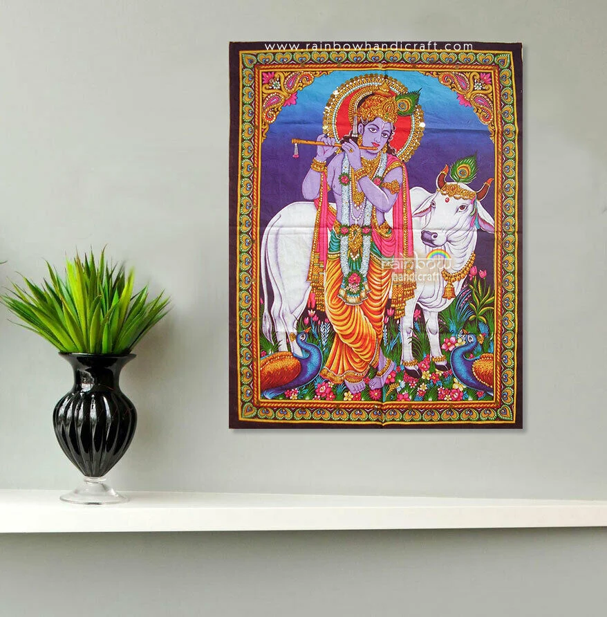 krishna god flute player