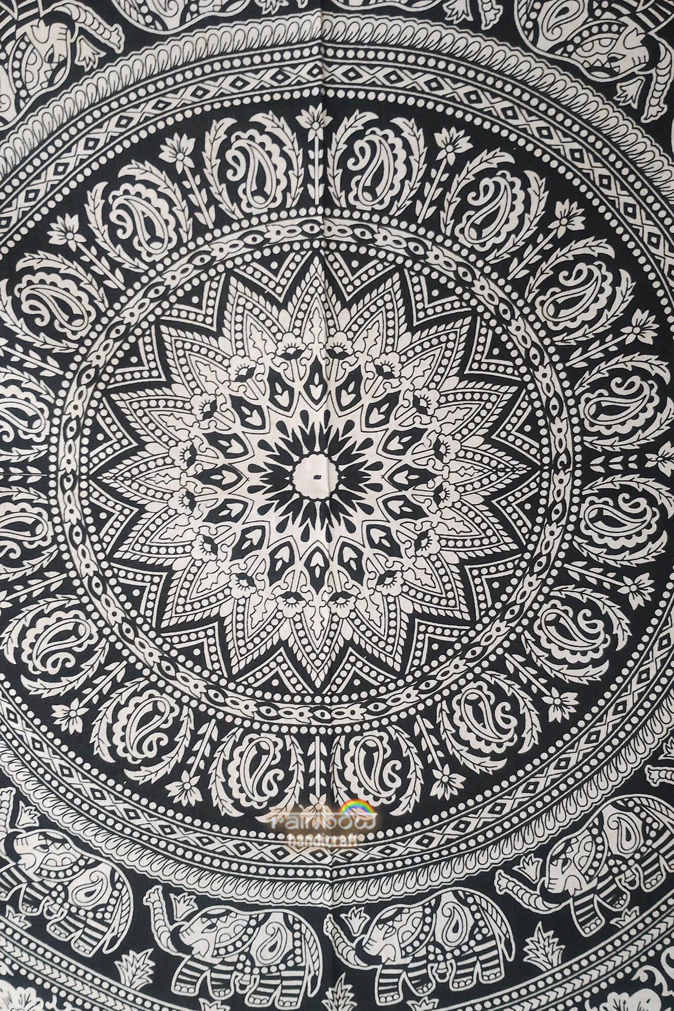 Elephant Mandala Wall Tapestry, Black & White Perfect Home Decor