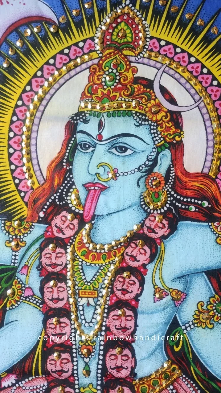 Goddess Kali ma tapestry, Ethnic Sequin Wall Art