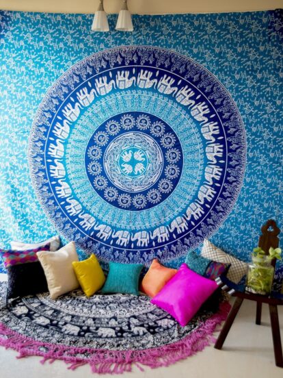 Elephants Mandala Wall Tapestry