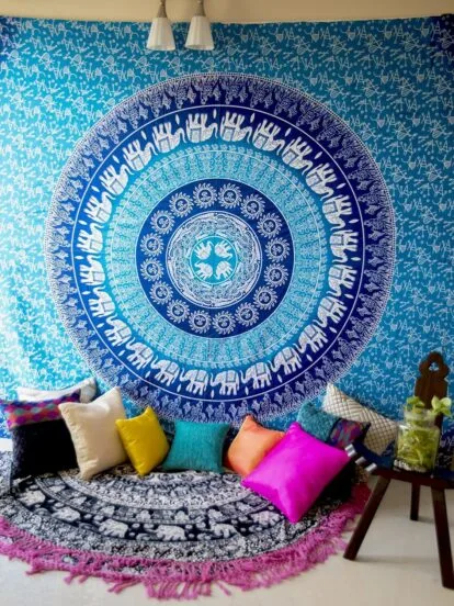Elephants Mandala Wall Tapestry