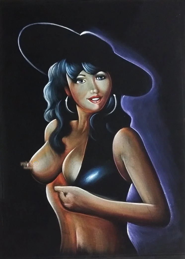 Blonde Lady Velvet Painting