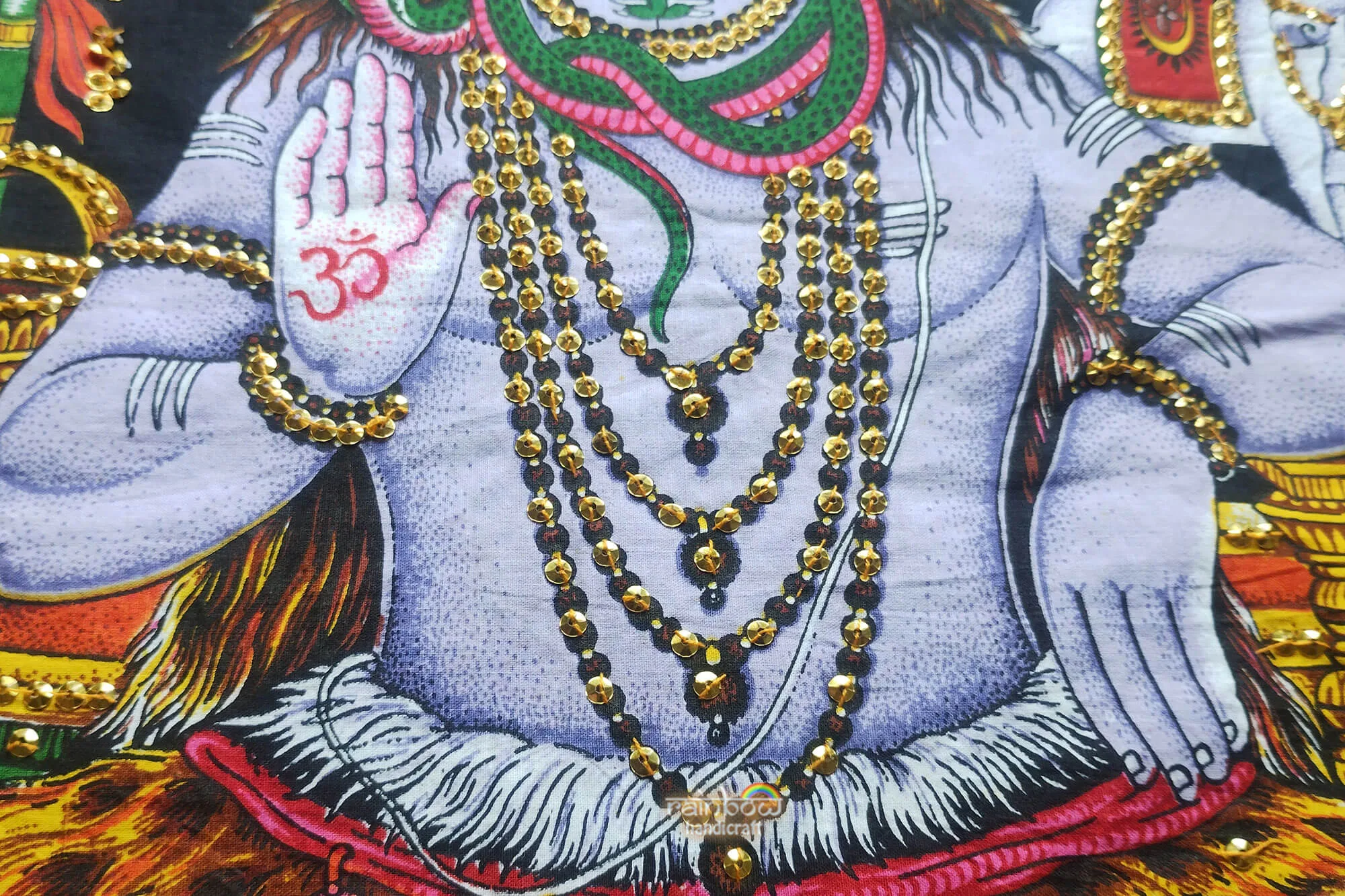 Lord Shiva Tapestry, Sequin wall hanging, Meditative Print God Poster