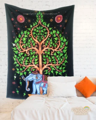 Indian Mandala Tapestry – 40x30 Inch Cotton Wall Hanging – Bohemian Hippie Home Decor